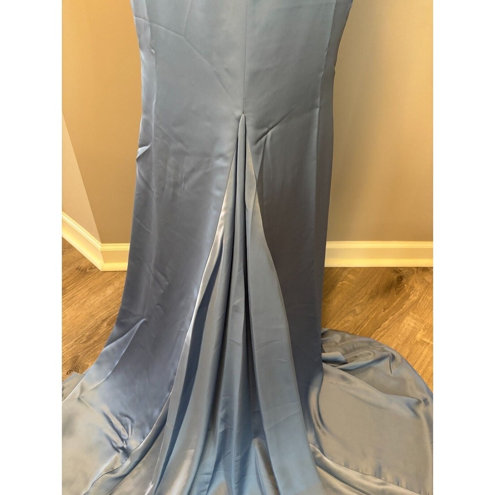 Chicsew Satin Square Neckline Maxi Lined Long Mermaid Bridesmaid Prom Dress Sz 8 - Picture 6 of 6